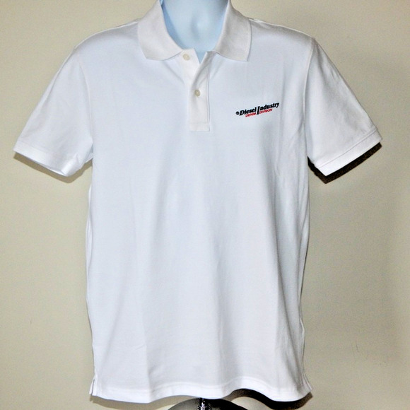 NWT Men Premium DIESEL T-SMITH-IND Cotton Pique Polo Shirt WHITE Size Large - Picture 2 of 6